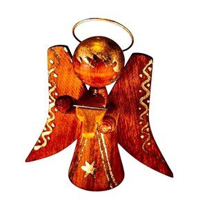 Vintage Feri Angel Wooden Wood Ornament Violin Handpainted Italy Miniature